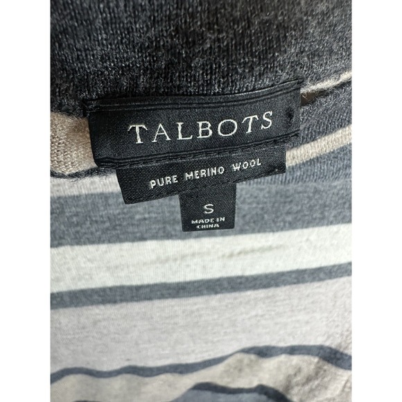 Talbots 100% Merino Wool Soft Sweater Size Small Gray Taupe Ivory - Picture 5 of 5